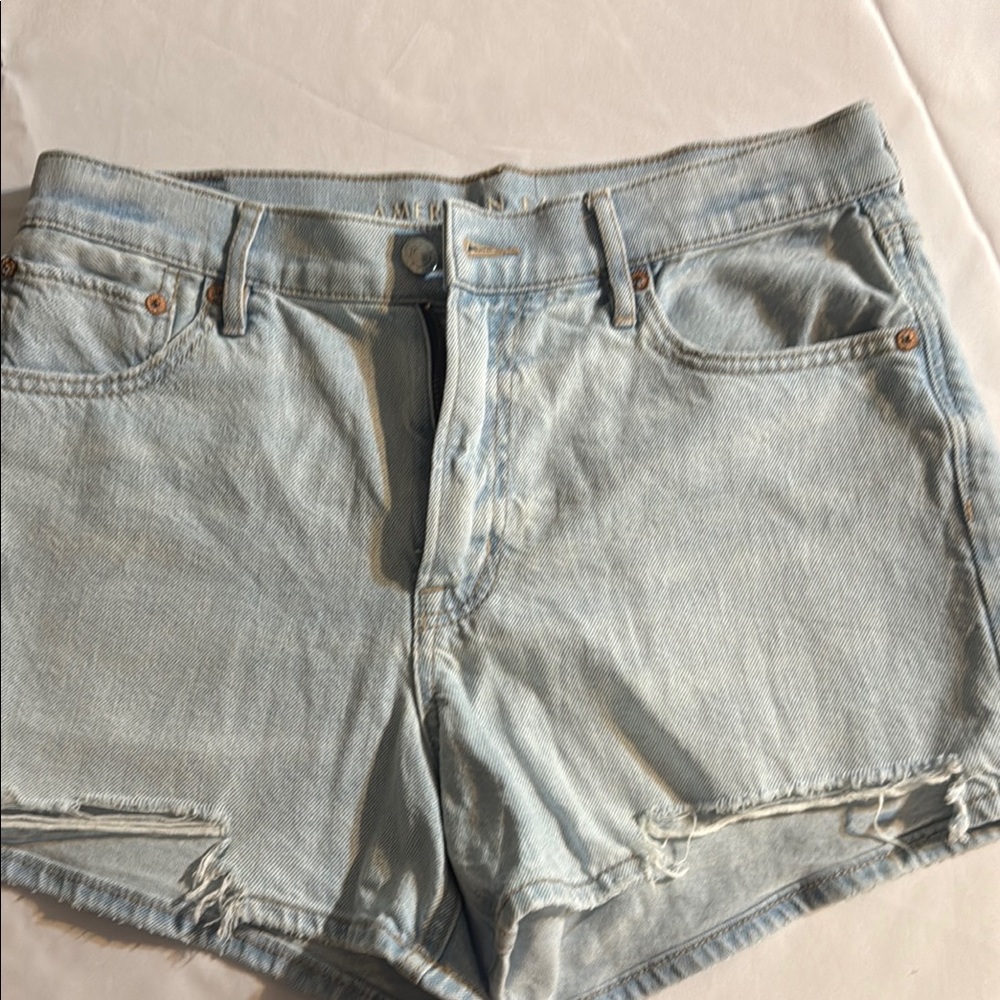 American Eagle Blue Jean Shorts High-Waisted Distressed